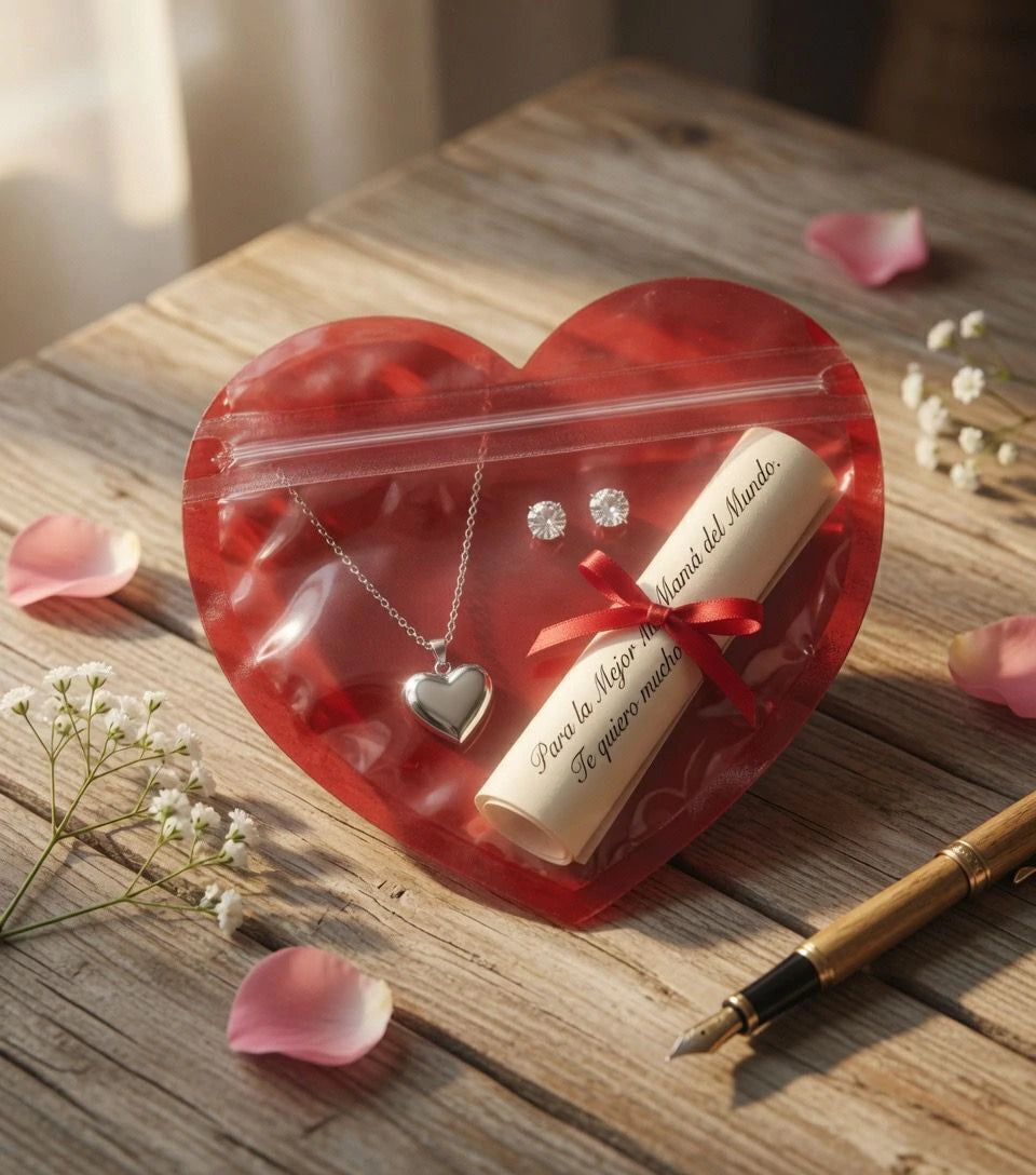 BOLSA EMPAQUE CORAZON ROJO X 12 UND